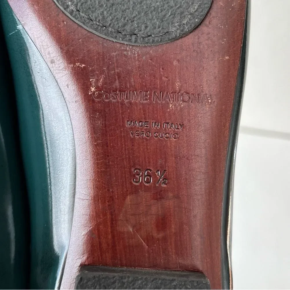 CNC Costume National Teal Pointed-Toe Leather Flats